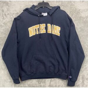 Champion Notre Dame Fighting Irish Mens Blue Hoodie Sweatshirt Sz L Navy Blue